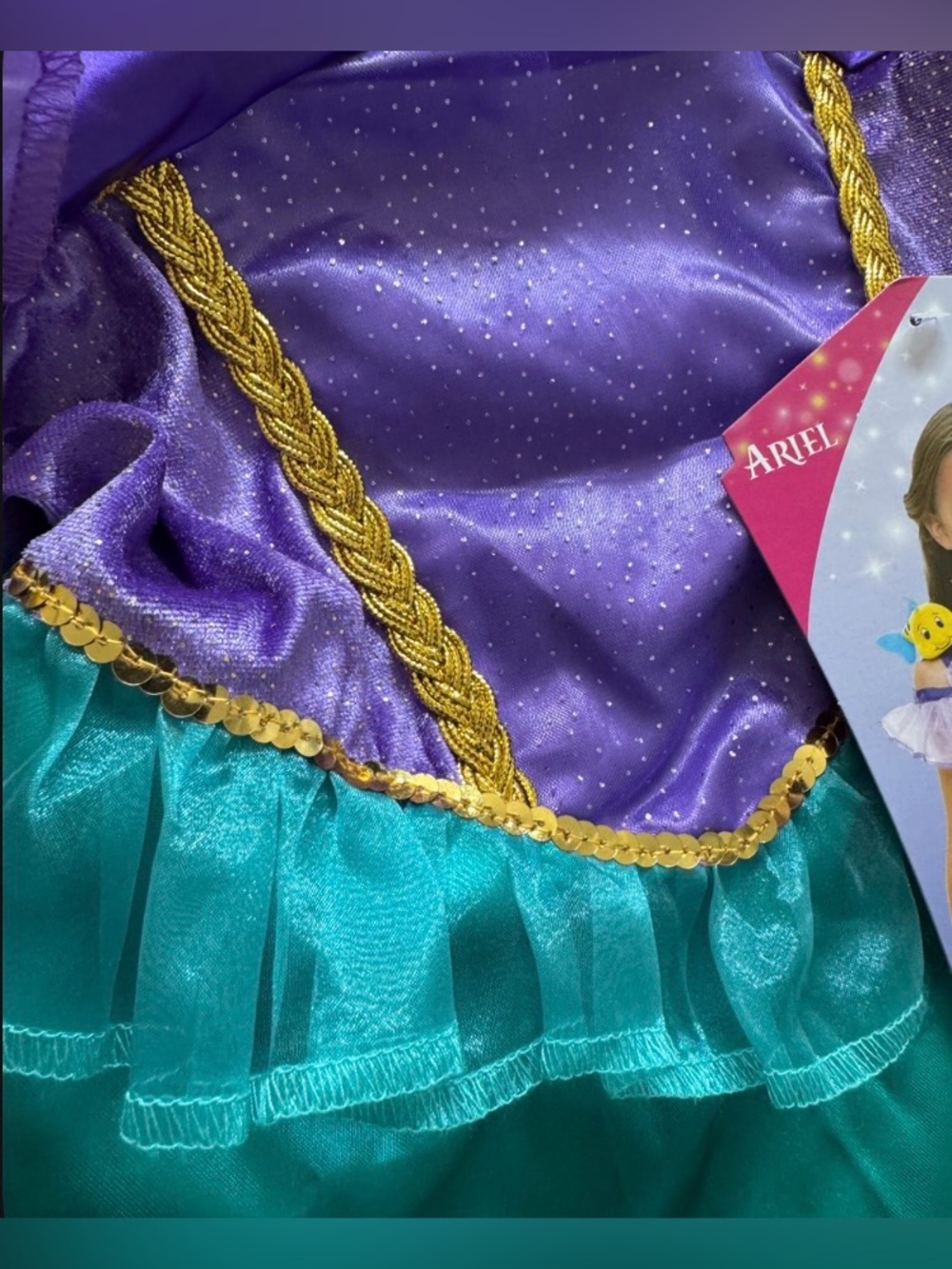 NWT Disney Princess Ariel Dress with Flounder
Shoulder Plush Costume 4-6X Age 3+ - Picture 9 of 13